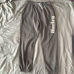 Hurley Fleece Joggers NWOT Women’s Size M Grey Light Pink Logo